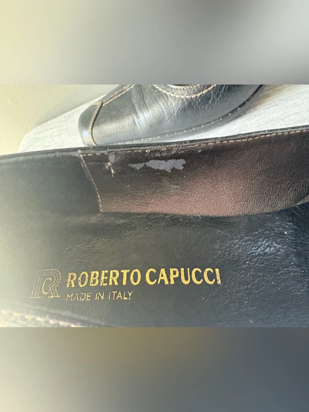 Roberto Capucci Black Leather Heels Made in Italy Size 7 AAA Narrow Classic Pump - Picture 4 of 9